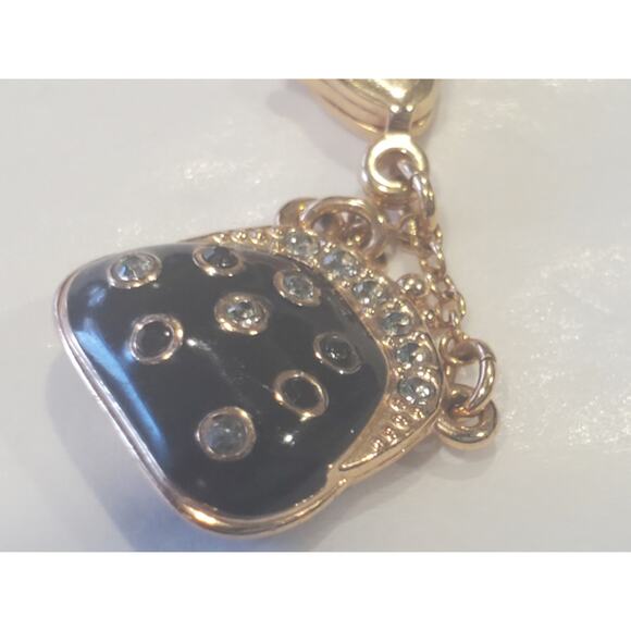 Swarovski Clip Charm - Gold and Black Kisslock Coin Purse - Picture 3 of 6